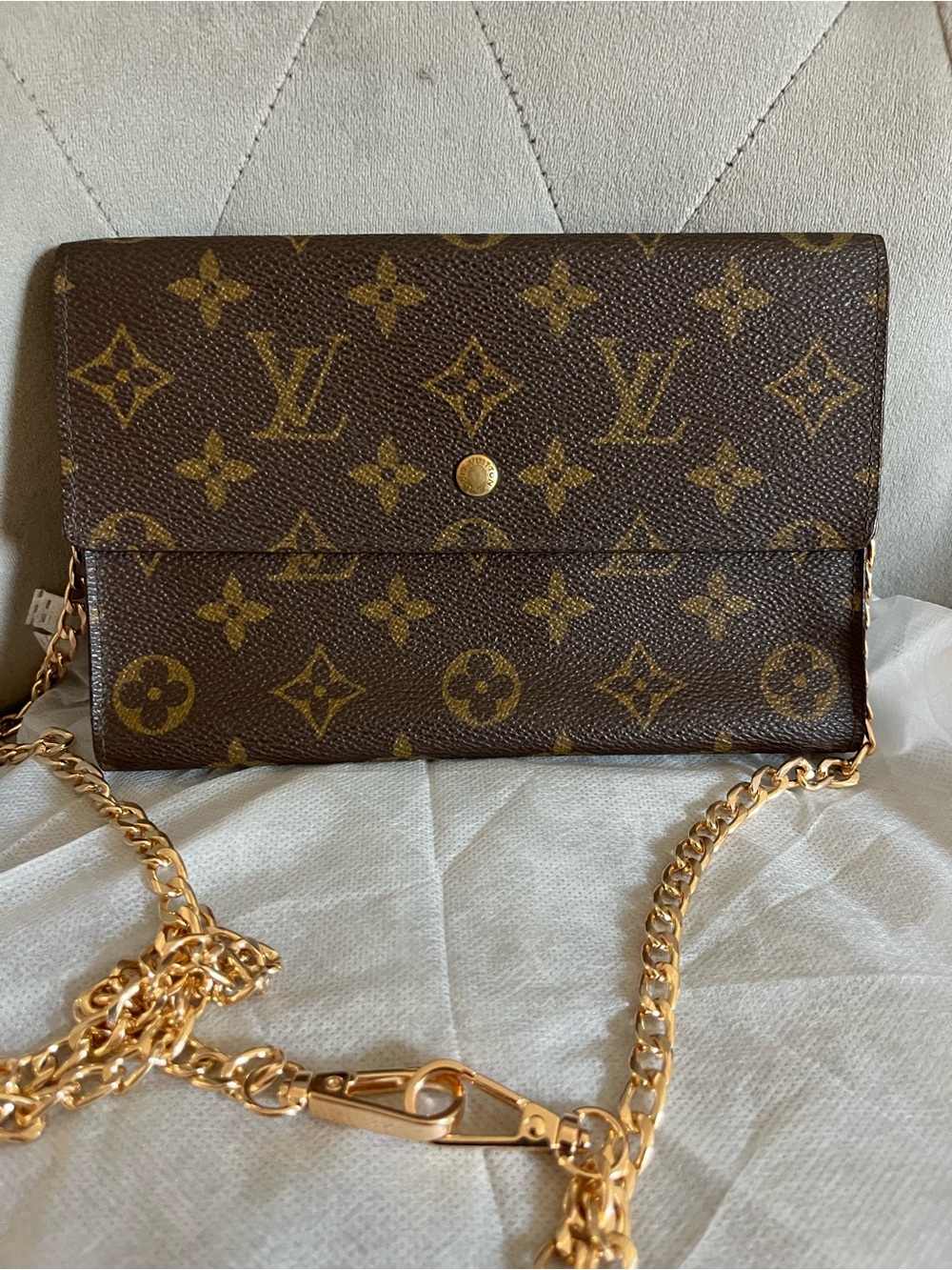 Louis Vuitton Brown Monogram Crossbody with Gold Chain Strap